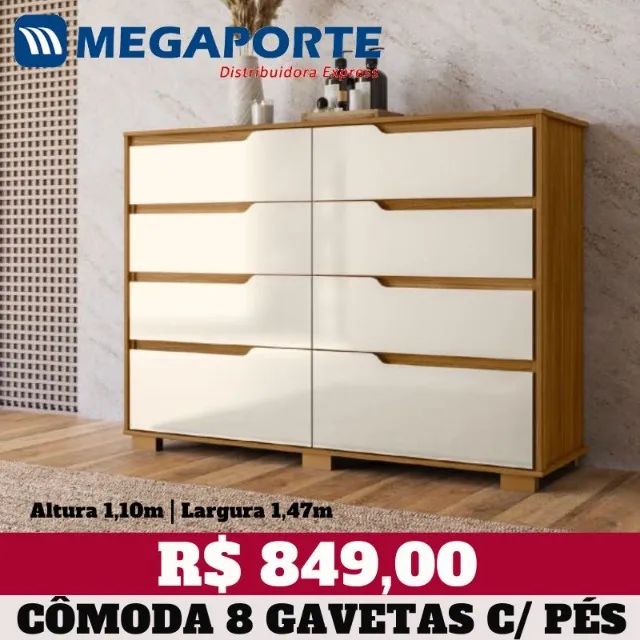Cômoda Espaçosa 8 Gavetas (NOVO) Entrega Grátis!  - Foto 2