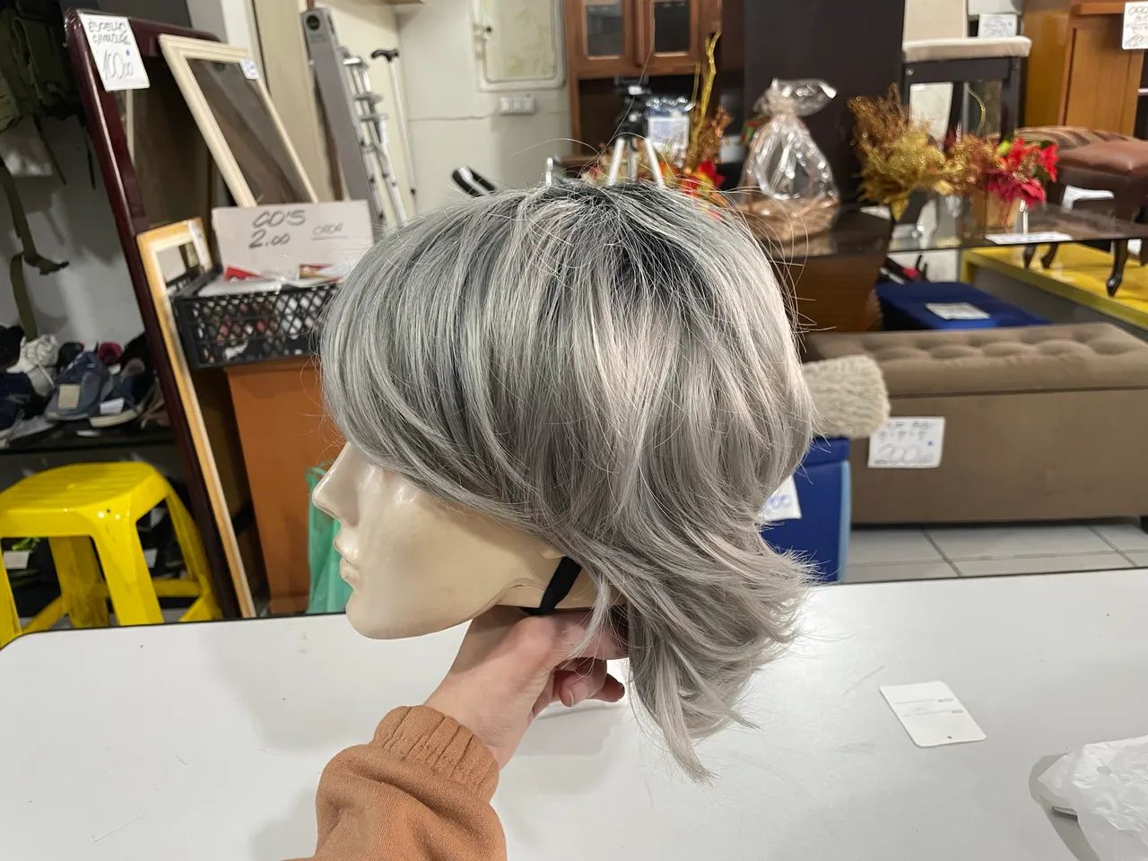 Lace Curta Cinza Wig - Foto 3