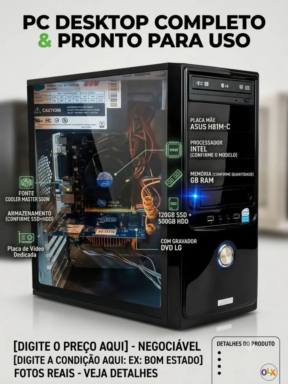 PC Desktop Intel Core i3-4160 | 4GB RAM | SSD 240GB | Funcionando Perfeitamente - Foto 5