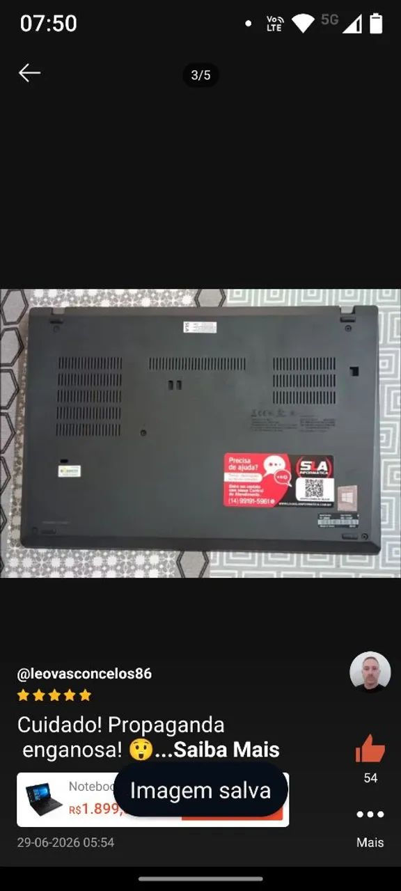 Notebook Lenovo ThinkPad e14, i5 10°, 8gb ram, SSD 246gb - Foto 2