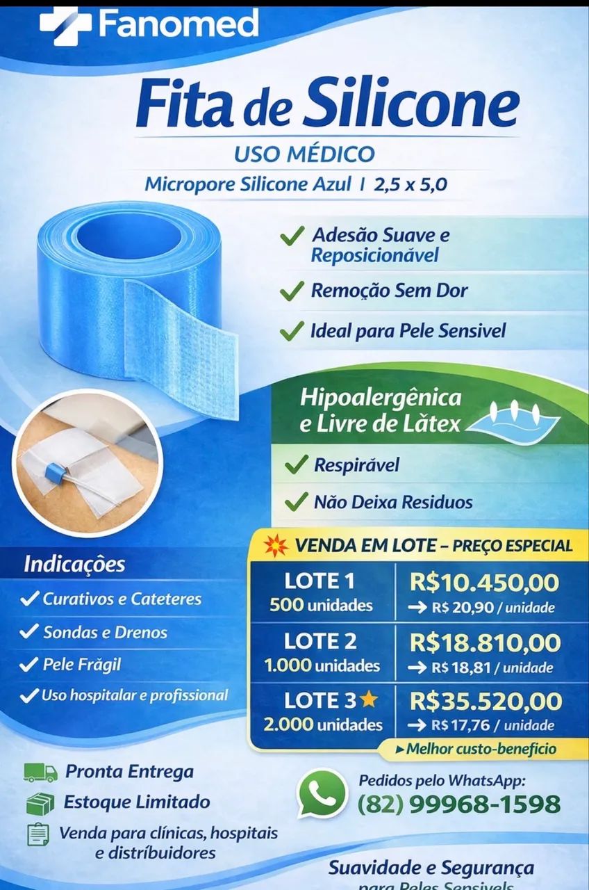 Fita micropore de silicone 2,50x 5,0 azul