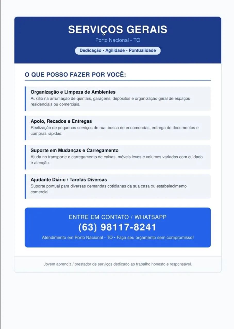 Serviços gerais.