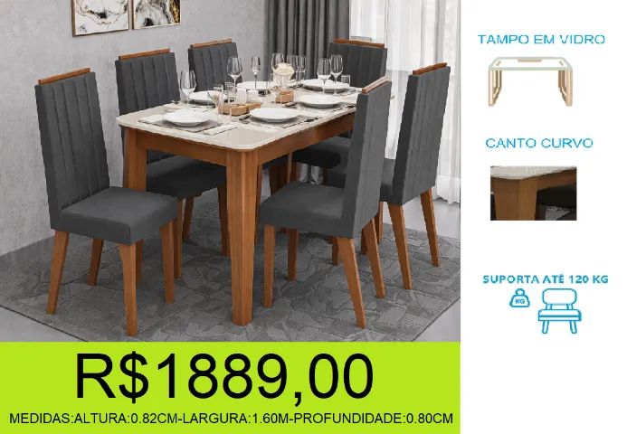 mesa - 6 cadeiras - compre hoje  e receba em até 72 horas  - Foto 2