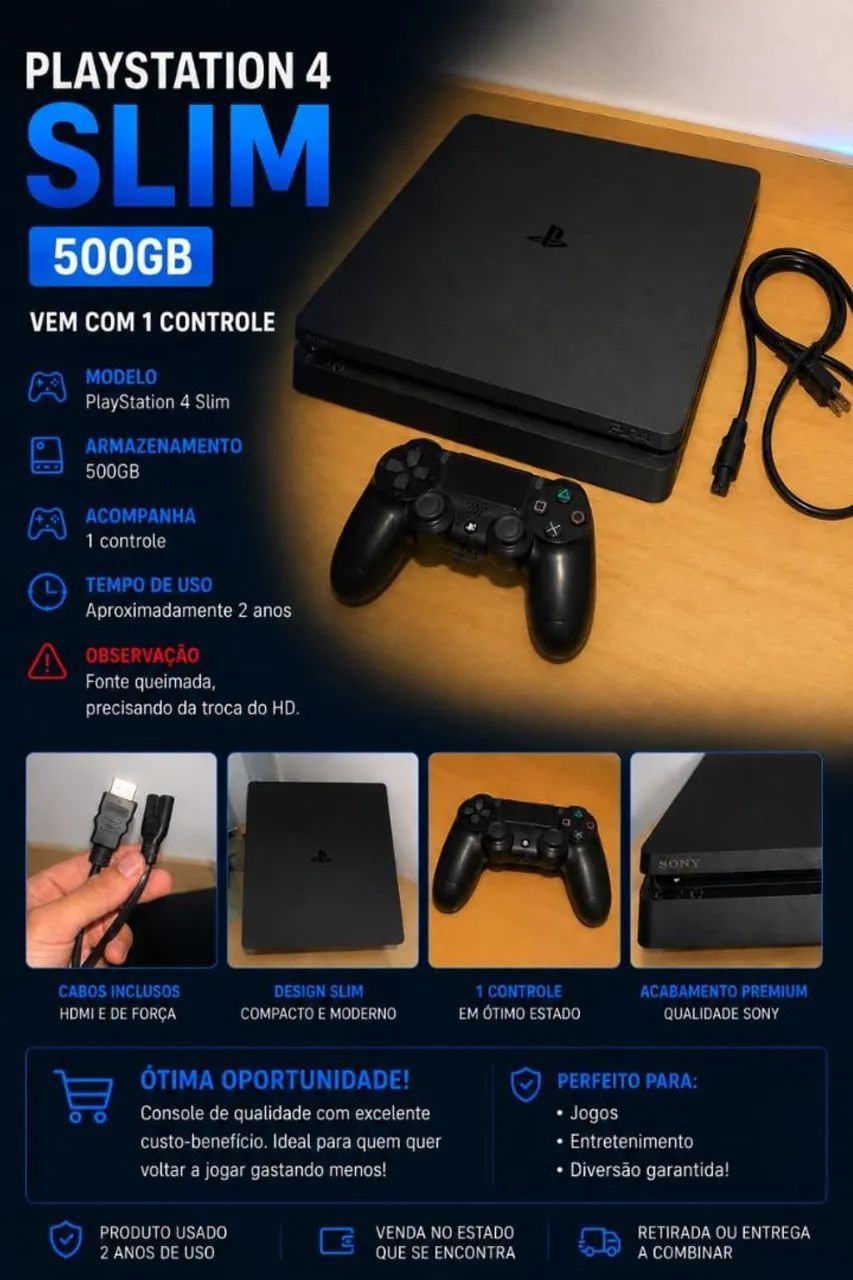 Vendo PS4 SLIM COM DEFEITO