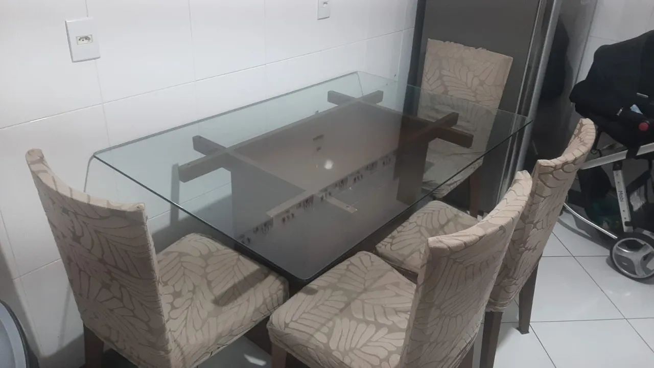 Mesa sala de jantar vidro temperado