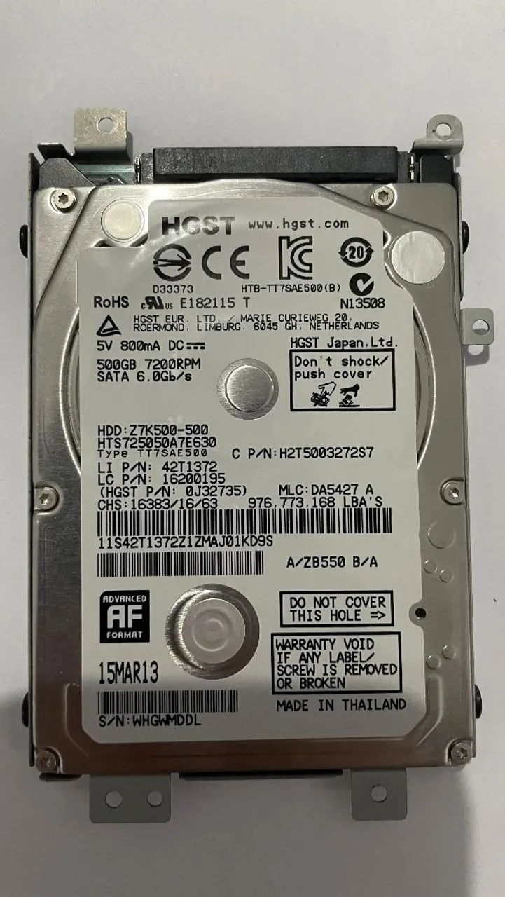 HDD 500GB DE NOTEBOOK