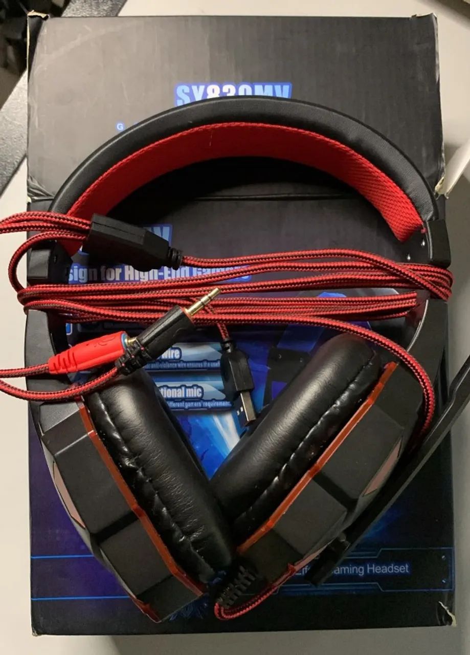 Headset Gamer SY830MV com LED azul