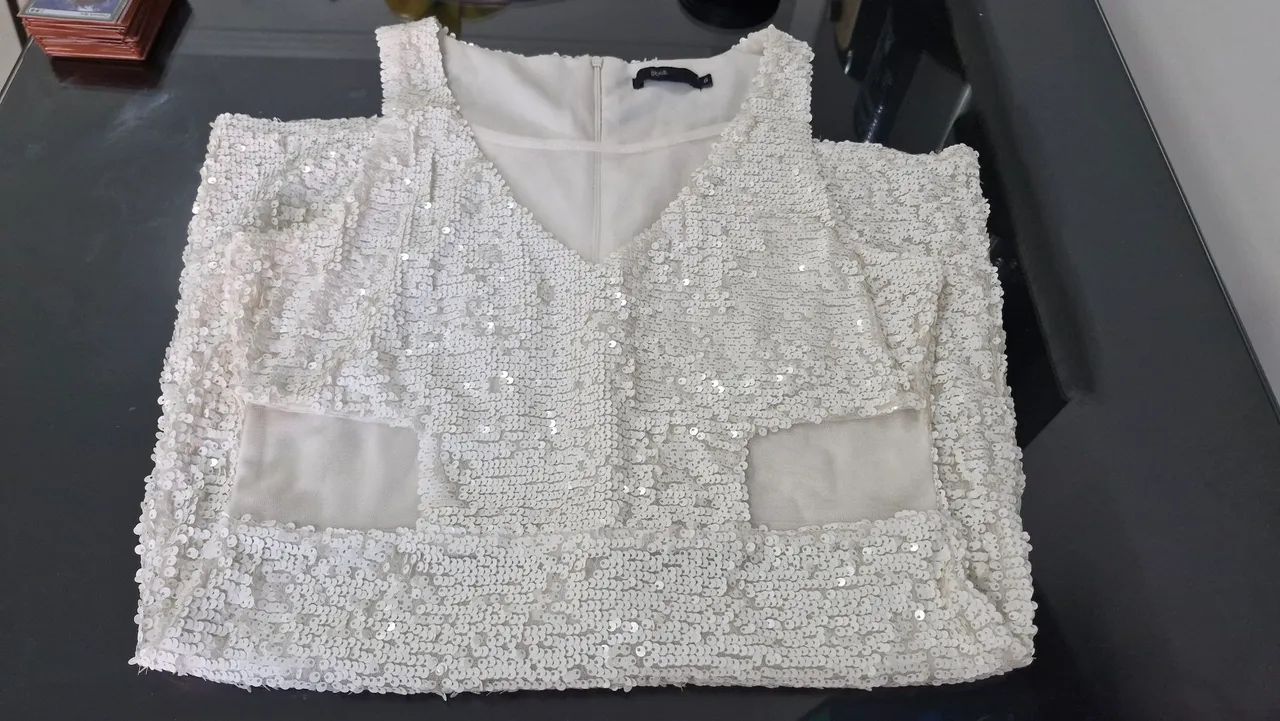 Vestido branco de paetê - Foto 2