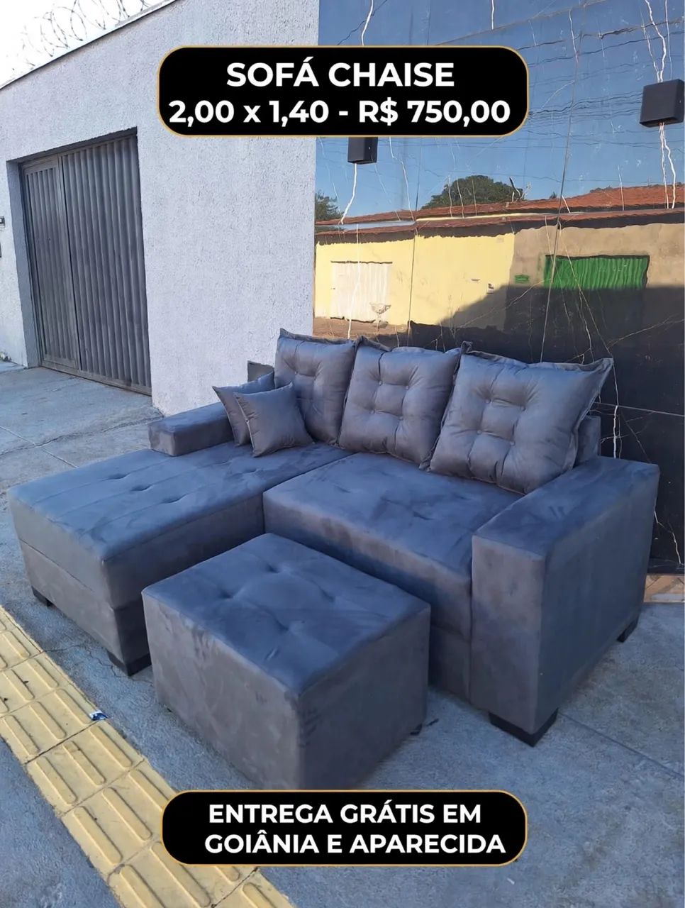 Sofá de Canto com Chaise Novo, Entrega Grátis