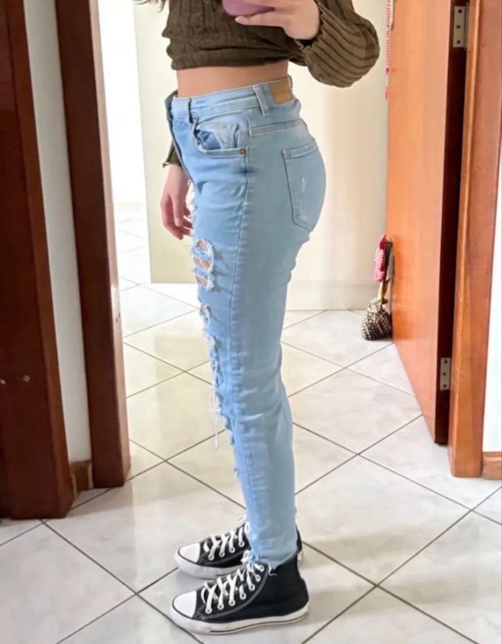 Calça jeans feminina BERSHKA - Foto 2