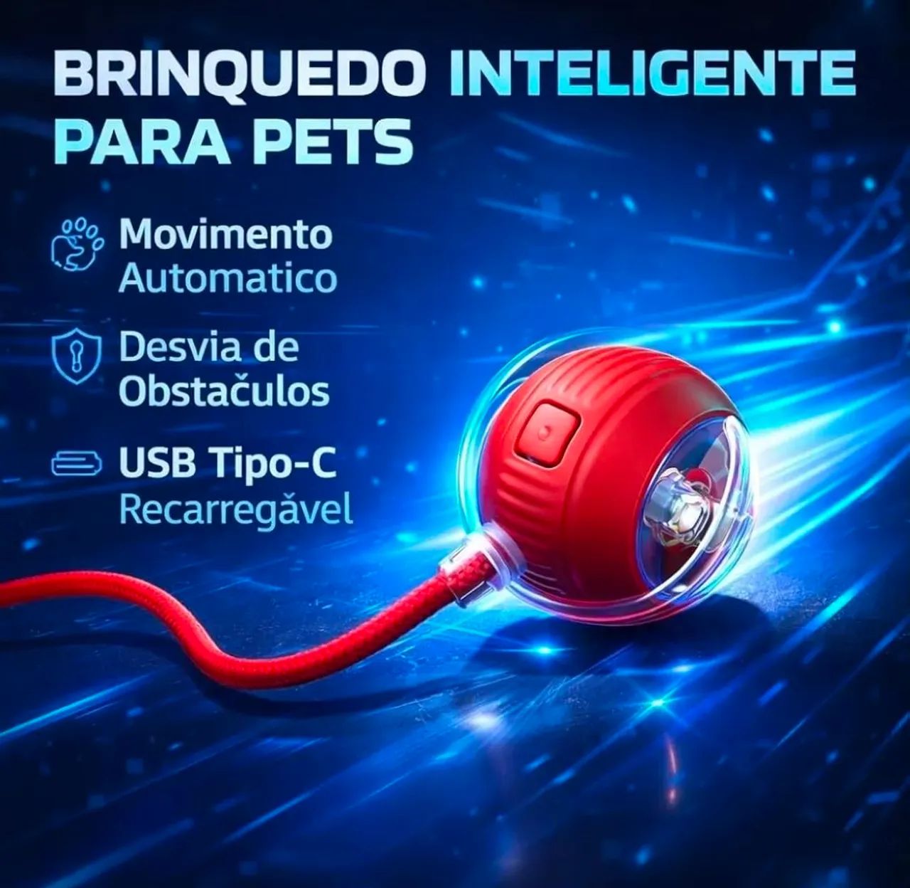 Bola Maluca Interativa Para Pets com Movimentos e Luzes - Foto 3