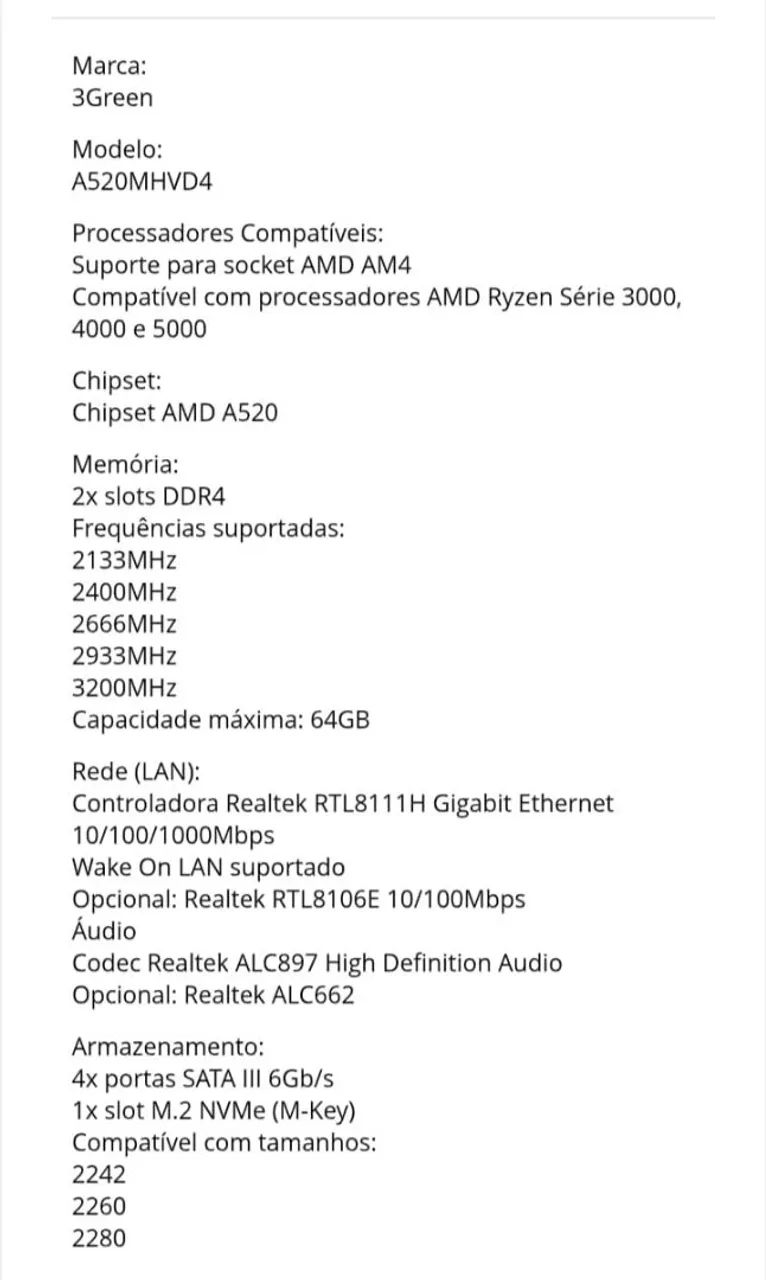 Placa MÃE A520M NOVA - Foto 5