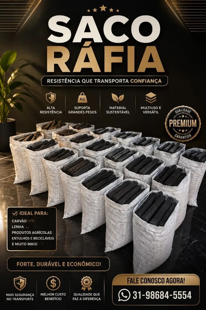 Ráfia, sacos de varios tamanhos e segmentos.