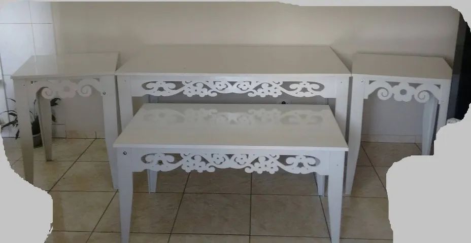 mesa mdf branca 01 c/ 1.50 - 01 c/ 1,20 - 02 c/0,60 - Foto 5