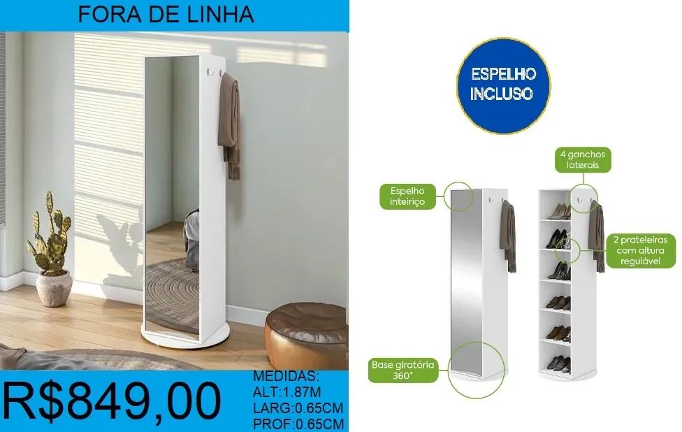Sapateira com espelho de alta linha - compre hoje e receba amanhã  - Foto 2