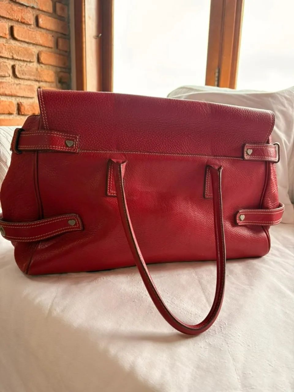 Bolsa Luella de couro vermelha - grande - Foto 2