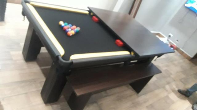 Mesa Madeira Cor Preta Tecido Preto e Borda Amarela Mod. VOZK7473 - Foto 3