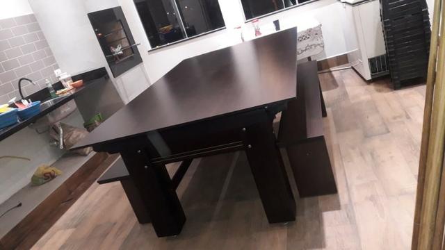 Mesa Madeira Cor Preta Tecido Preto e Borda Amarela Mod. VOZK7473 - Foto 2