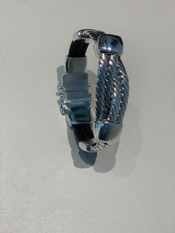 Guerreiro - Pulseira Nó de Prata + Couro - Foto 4