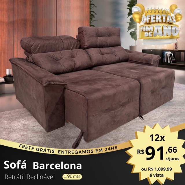 Sofa Retratil Reclinável Barcelona 1,90 Sofás e Poltronas Conjunto