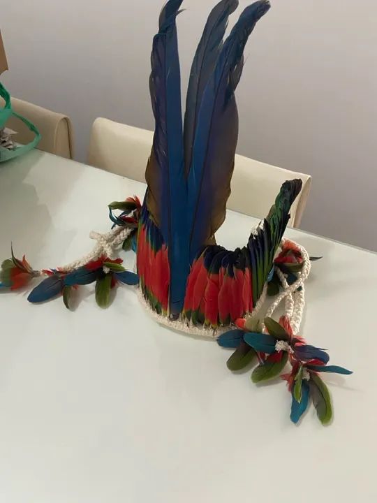 Cocar indígena com penas naturais  - Foto 3