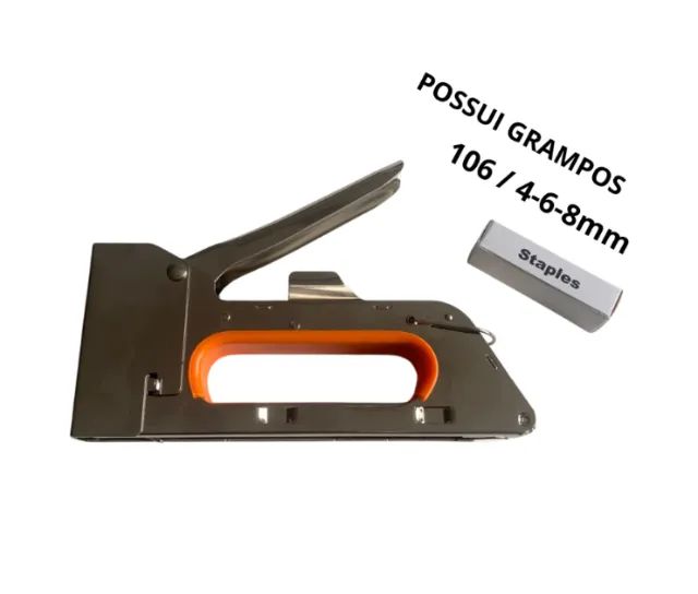 Grampeador Tapeceiro Profissional Madeira Pressão + Grampos - Foto 2