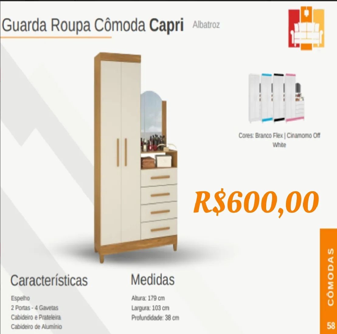 Vendo Guarda roupa e cômoda com espelho  - Foto 4