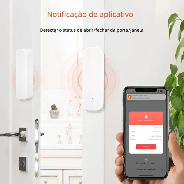 Sensor de Abertura de Portas e Janelas Tuya Wifi Inteligente, Compatível com Alexa  - Foto 3