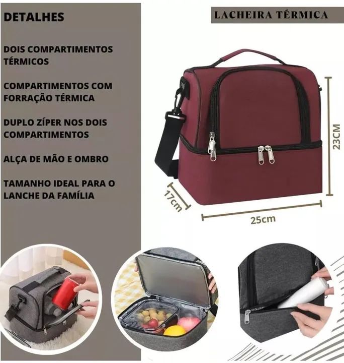 BOLSA TÉRMICA<br><br>*Cores Disponíveis Vinho,Cinza,Preta  - Foto 2