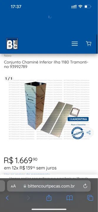 Conjunto chaminé inferior ilha 1180 Tramontina  - Foto 2