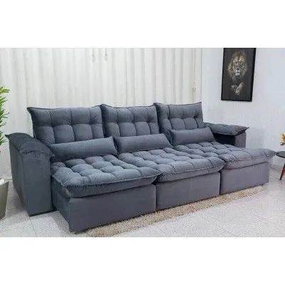 Sofá Retrátil Reclinável 3,20m Molas Bonnel e Poliéster Siliconado rf543 - Foto 3