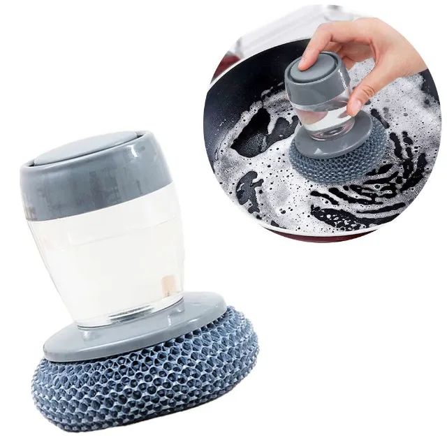 Escova Limpeza Com Dispenser Detergente Palha De Aço Cozinha