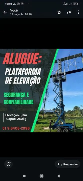 ALUGO PLATAFORMA DE ELEVAÇÃO PTA