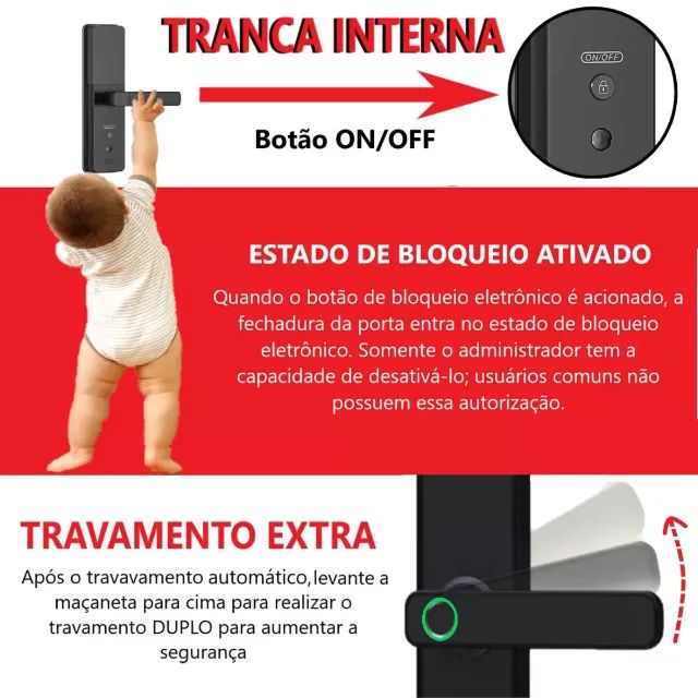 Fechadura Digital Biométrica Aitek Alpha 201 com Biometria, Senha, Cartão e Tag - Foto 3