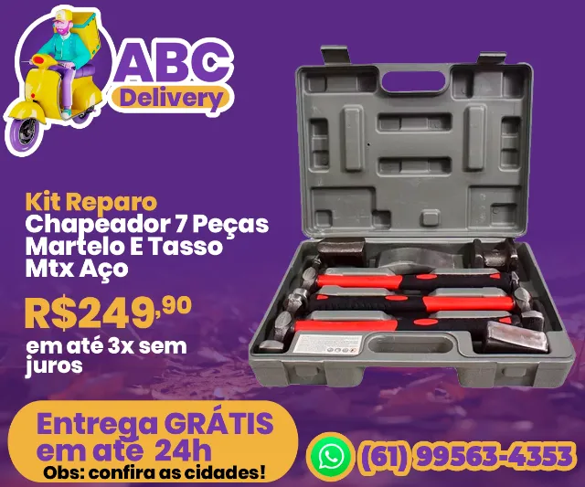 Kit Reparo Chapeador 7 Peças Automotivo Martelo E Tasso Mtx Aço