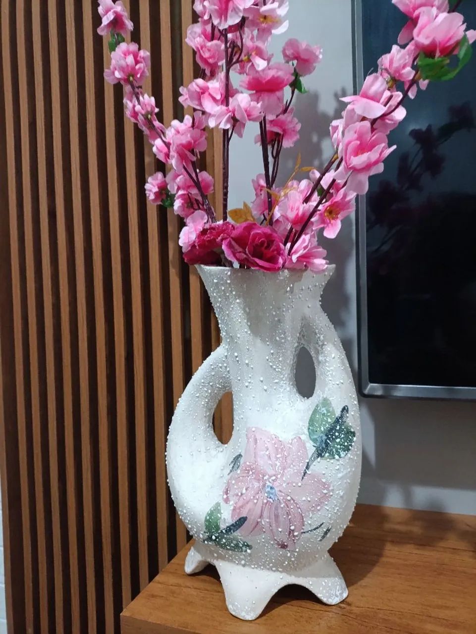 Vaso Antigo de Cerâmica - Pintura Floral *vintage* - Foto 2