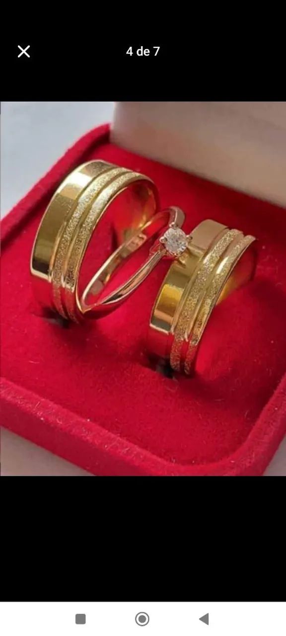 Par Alianças 8mm reta lisa frisos diamantados+Solitário! - Foto 3