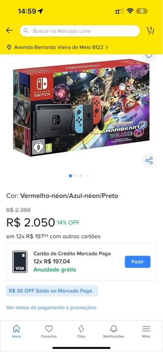 Nintendo Switch com 4 controles