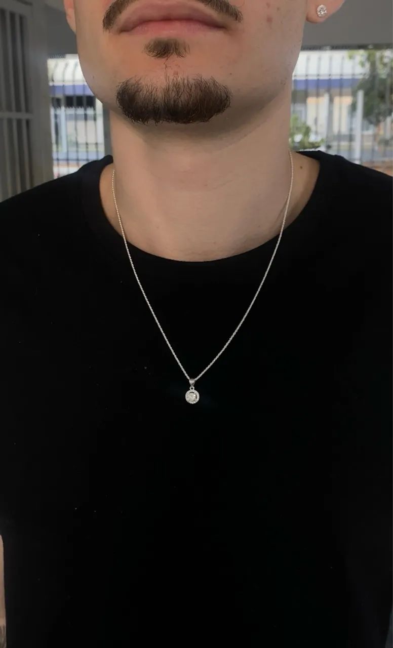 Colar de Prata Legítima Cordão Baiano Cristal Lapidado 50cm na PROMOÇÃO + FRETE GRÁTIS!!