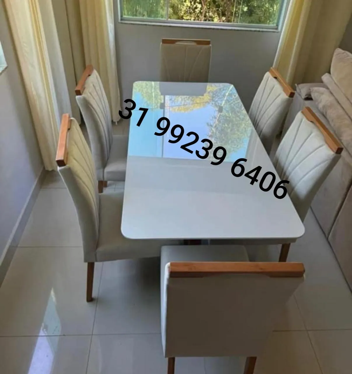 Mesa de Jantar Branca - 6 Cadeiras Novas