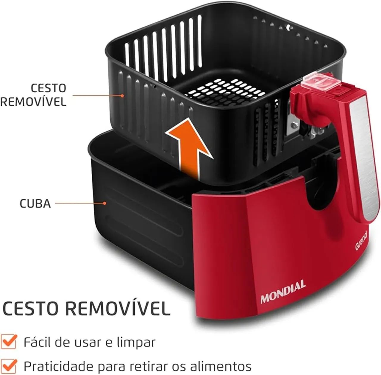 Fritadeira Elétrica Air Fryer Mondial Grand Family Inox 5L - Foto 3