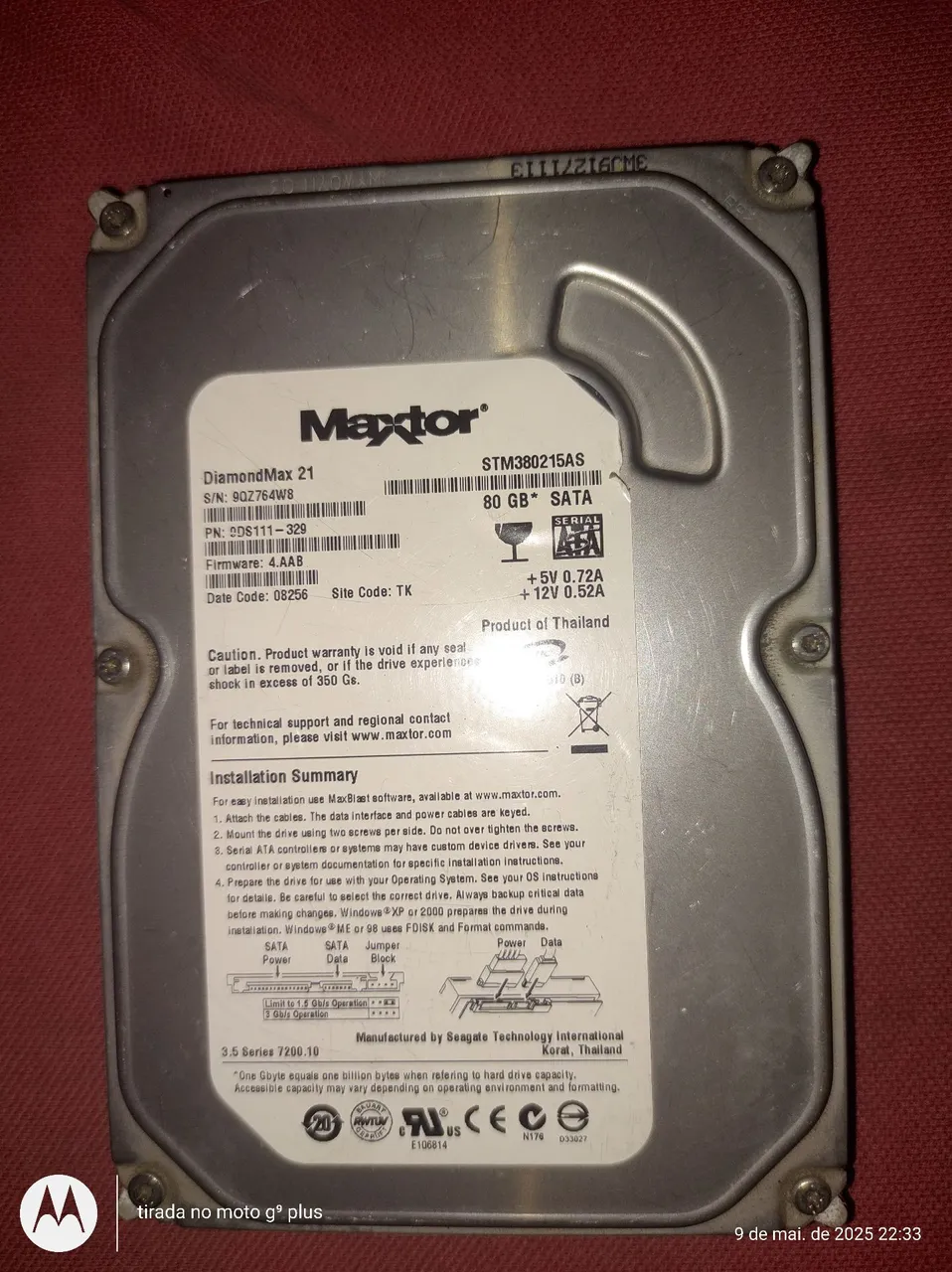 HD Maxtor 80GB SATA