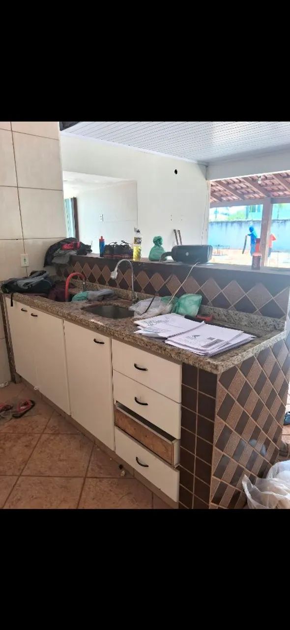 Bancada de granito com cuba