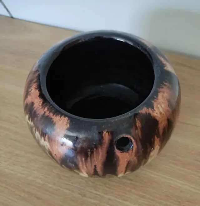 Pequeno Vaso Esmaltado Tipo Vietnamita Redondo Laranja  - Foto 4