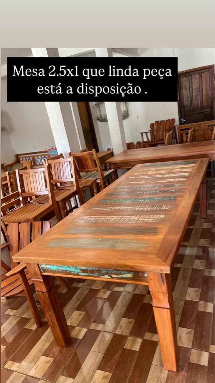Mesa de Jantar Rústica de Madeira Maciça - Foto 2