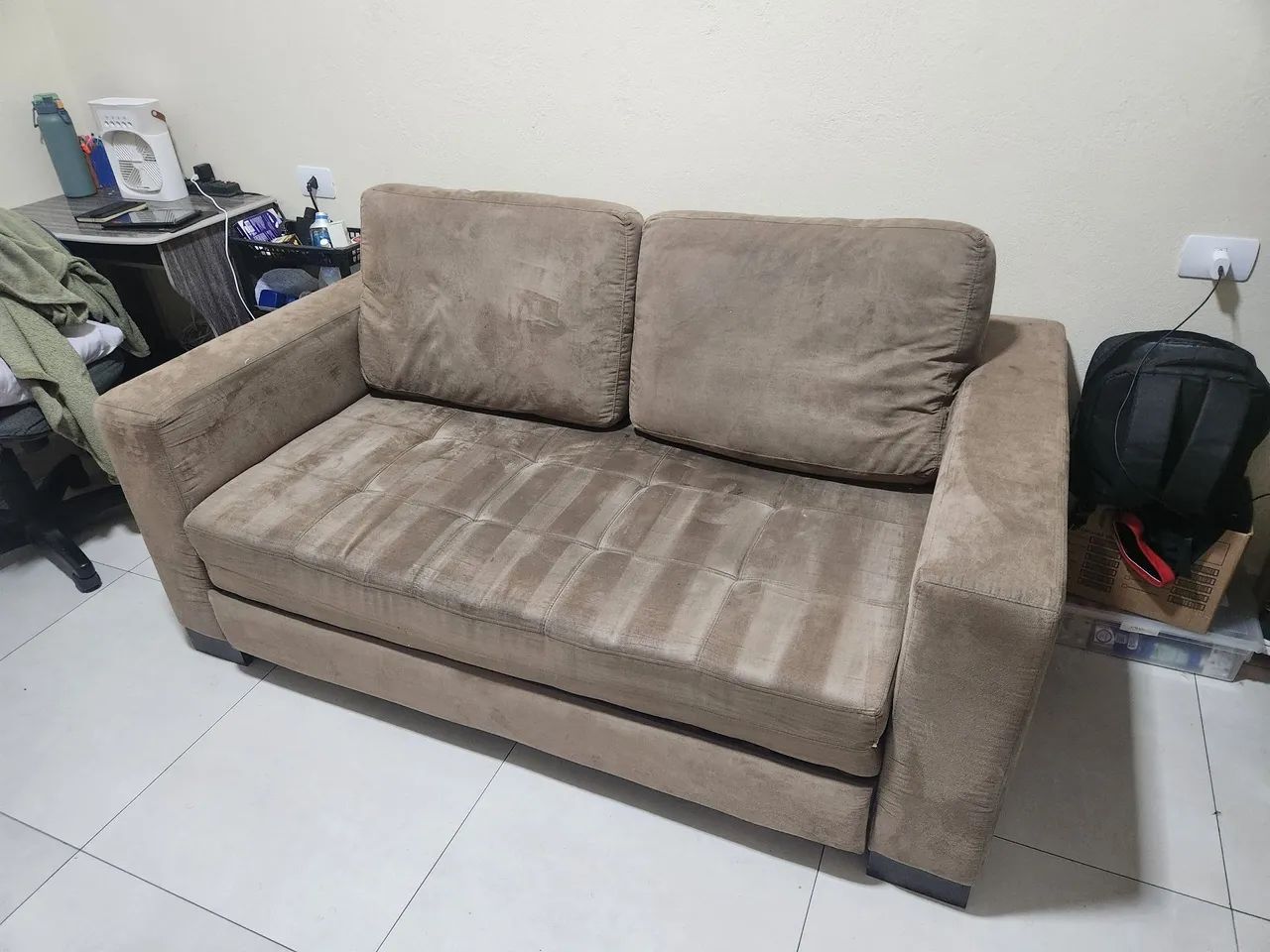 Sofá Cama 2 Lugares - Suede Bege - Foto 3