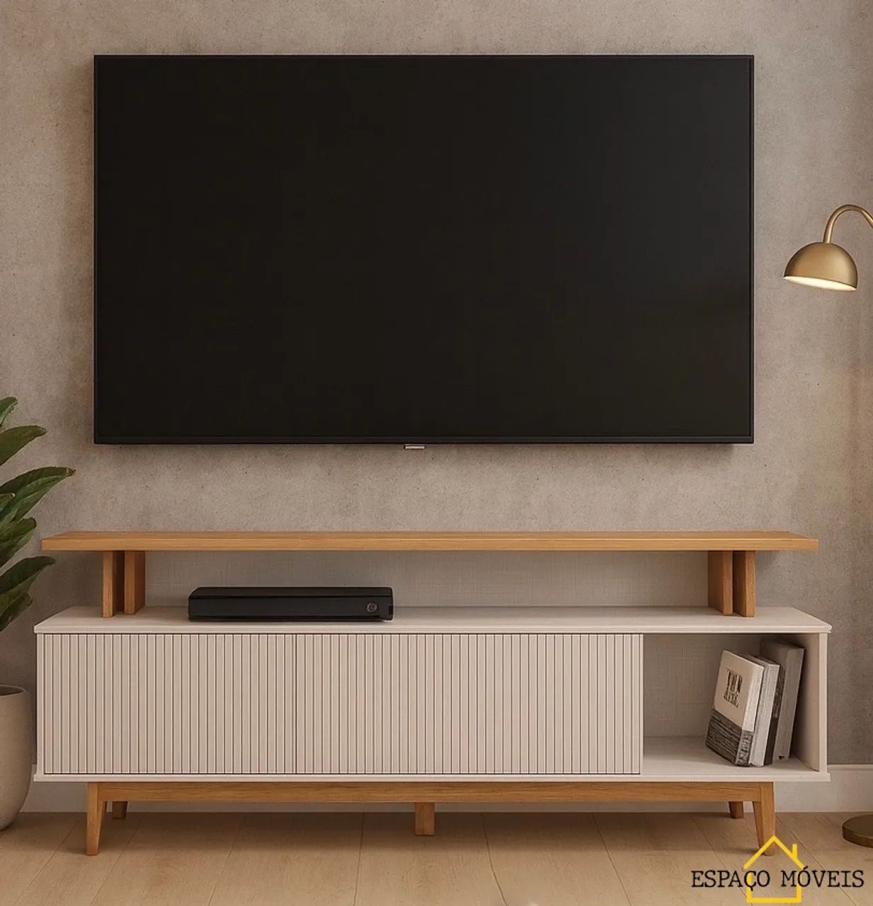 Rack TVs até 75 Polegadas com Pés em Madeira Maciça Novo Montagem Grátis Aceitamos Cartão 