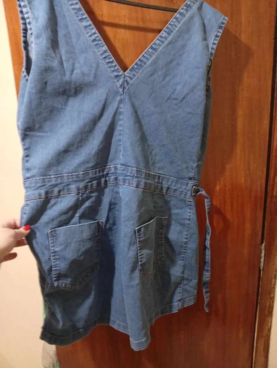 Macaquinho jeans plus size  tamanho 48 - Foto 5