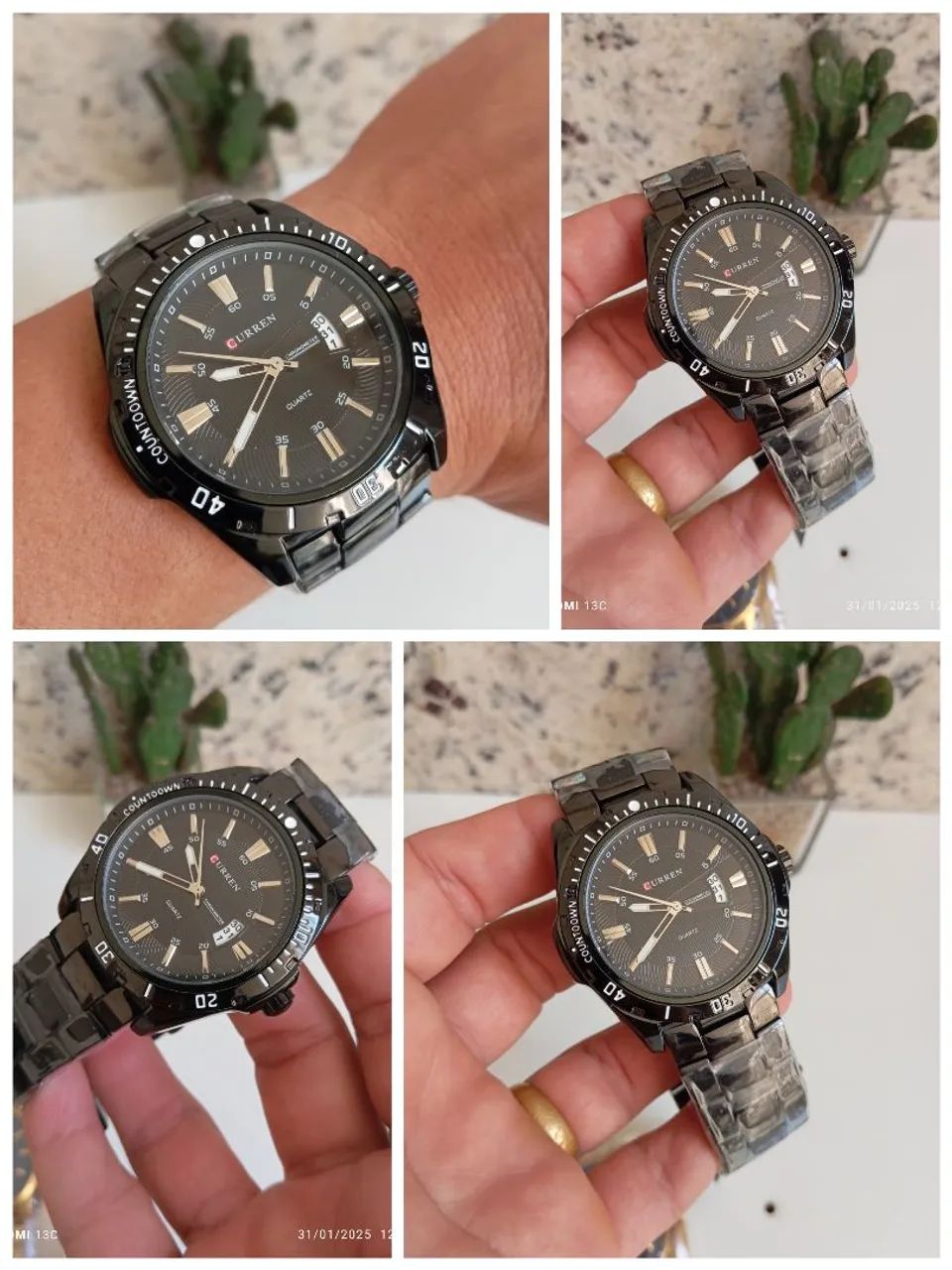 Relógio Masculino Curren Cronógrafo Preto com Calendário 