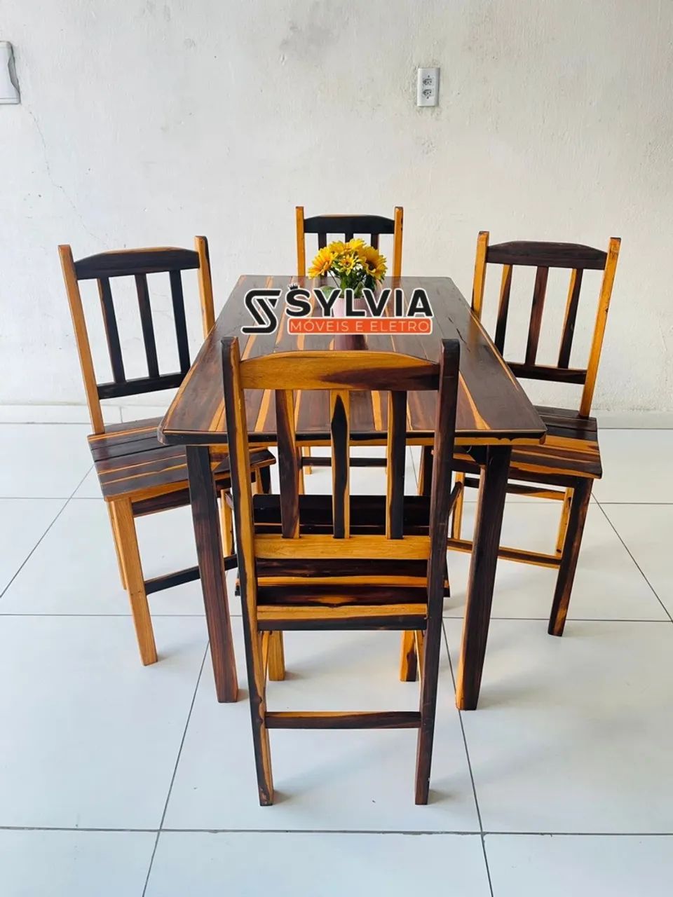 Conjunto de Mesa de Jantar em Madeira WhatsApp * - Foto 2